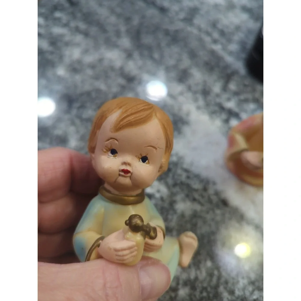 Vintage Collectible Wilton Cake Decor Topper Baby Boy Baby Girl Child Twins 1972
